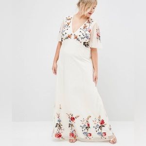 ASOS CURVE SALON Floral Maxi Dress in Embroidered Mesh size 20